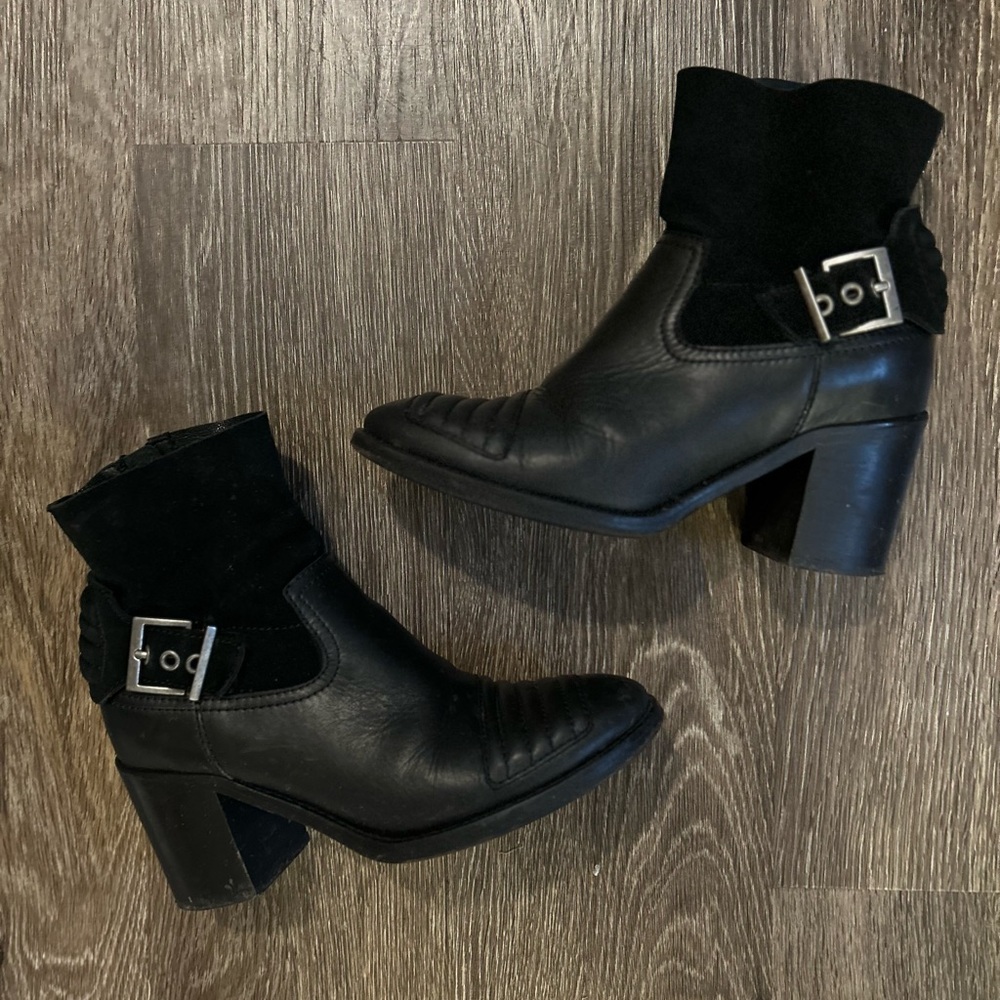 Zadig & Voltaire Black Heeled Boots with Buckle moto 36/6